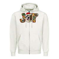 Oatmeal Heather Saint Bernard Christmas joy, Zipper Hoodie - RanaPortraitStore
