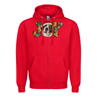 Red Saint Bernard Christmas joy, Zipper Hoodie - RanaPortraitStore