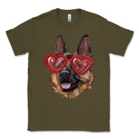 Army Green german shepherd with love glasses Classic Tee - RanaPortraitStore
