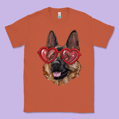 Classic Tee german shepherd with love glasses