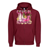 Burgundy cowgirl summer Zipper Hoodie - texasbilliewilder