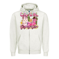 Oatmeal Heather cowgirl summer Zipper Hoodie - texasbilliewilder