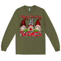 Army Green merry christmas gnomies Long Sleeve Tee - Zillion Design Studio