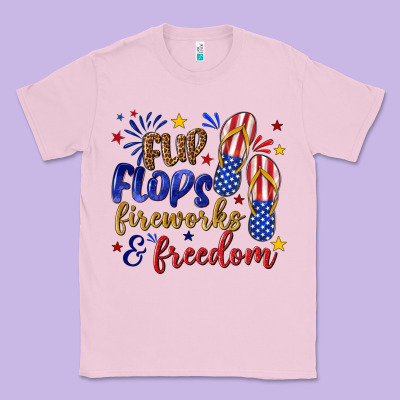 Classic Tee flip flops fireworks and freedom