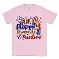 Bubblegum Pink flip flops fireworks and freedom Classic Tee - texasbilliewilder