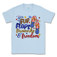 Dusty Blue flip flops fireworks and freedom Classic Tee - texasbilliewilder