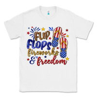 White flip flops fireworks and freedom Classic Tee - texasbilliewilder