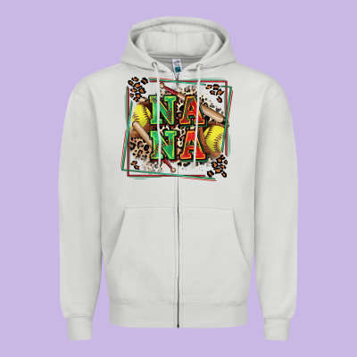 Softball Nana With Leopard Zipper Hoodie Designed By Zillion Design Studio