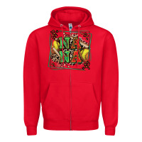 Red softball nana with leopard Zipper Hoodie - Zillion Design Studio