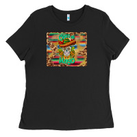 Black cinco de mayo sombrero skull mousepad Ladies Tee - BarkalooDesign