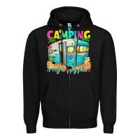 Black camping is my happy place Zipper Hoodie - texasbilliewilder