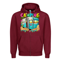 Burgundy camping is my happy place Zipper Hoodie - texasbilliewilder