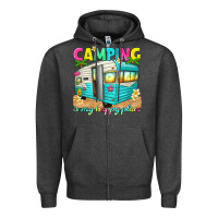 Charcoal Heather camping is my happy place Zipper Hoodie - texasbilliewilder