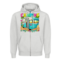 Dove Grey camping is my happy place Zipper Hoodie - texasbilliewilder
