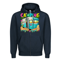Navy camping is my happy place Zipper Hoodie - texasbilliewilder