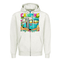 Oatmeal Heather camping is my happy place Zipper Hoodie - texasbilliewilder