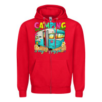 Red camping is my happy place Zipper Hoodie - texasbilliewilder