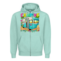 Seafoam camping is my happy place Zipper Hoodie - texasbilliewilder