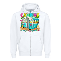 White camping is my happy place Zipper Hoodie - texasbilliewilder