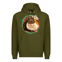 Army Green floral leopard guinea pigs Premium Hoodie - Jasminsmagicworld