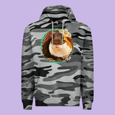 Floral Leopard Guinea Pigs Premium Hoodie Designed By Jasminsmagicworld