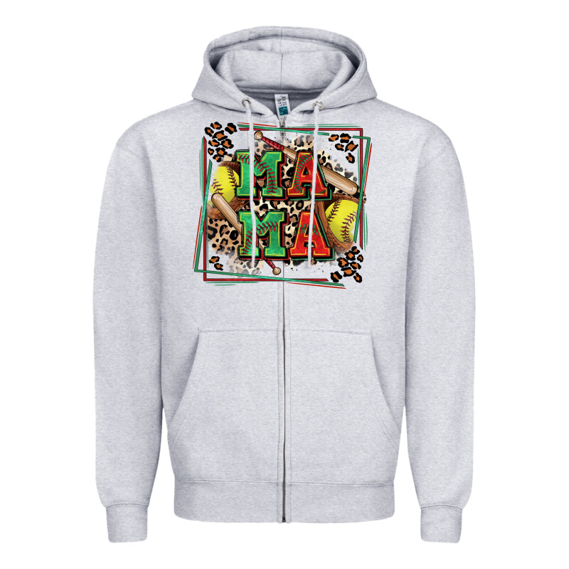 Softball Mama With Leopard Zipper Hoodie by Zillion Design Studio | Teevron