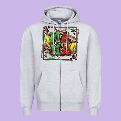 Softball Mama With Leopard Zipper Hoodie Designed By Zillion Design Studio