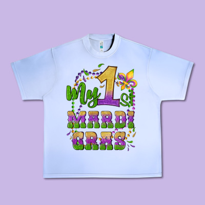 My First Mardi Gras Glitter Fleur De Lis Urban Heavy Tee Designed By Artiststas