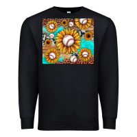 Black baseball leopard turquoise sunflower Premium Sweatshirt - JahusDesignShop