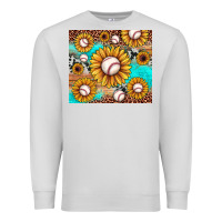Dove Grey baseball leopard turquoise sunflower Premium Sweatshirt - JahusDesignShop