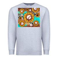 Heather Grey baseball leopard turquoise sunflower Premium Sweatshirt - JahusDesignShop