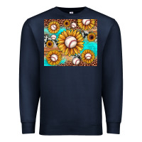 Navy baseball leopard turquoise sunflower Premium Sweatshirt - JahusDesignShop