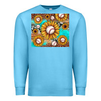 Ocean Blue baseball leopard turquoise sunflower Premium Sweatshirt - JahusDesignShop