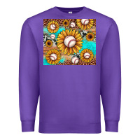 Purple baseball leopard turquoise sunflower Premium Sweatshirt - JahusDesignShop