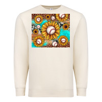 Sandshell baseball leopard turquoise sunflower Premium Sweatshirt - JahusDesignShop