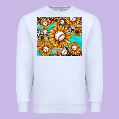 Baseball Leopard Turquoise Sunflower Premium Sweatshirt Designed By Jahusdesignshop