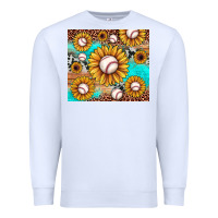 White baseball leopard turquoise sunflower Premium Sweatshirt - JahusDesignShop