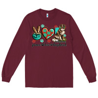Burgundy peace love australian shepherd Long Sleeve Tee - texasbilliewilder