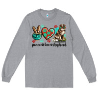 Heather Grey peace love australian shepherd Long Sleeve Tee - texasbilliewilder