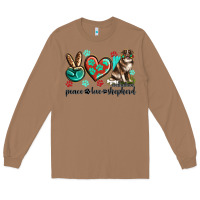 Toasted Coconut peace love australian shepherd Long Sleeve Tee - texasbilliewilder