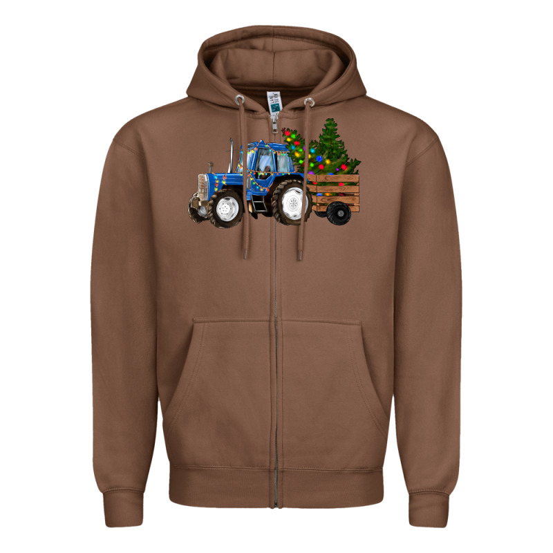 Christmas Farm Tractor Zipper Hoodie by RanaPortraitStore | Teevron