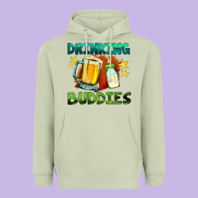 Drinking Buddies With Baby Bottle And Beer Heavyweight Hoodie Designed By Hra Design Shop