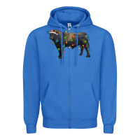 True Royal christmas black angus bull with christmas lights Zipper Hoodie - RanaPortraitStore