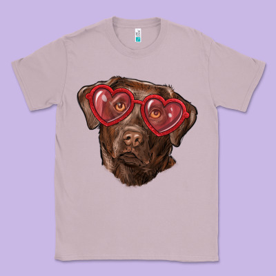 Classic Tee labrador retriever with love glass