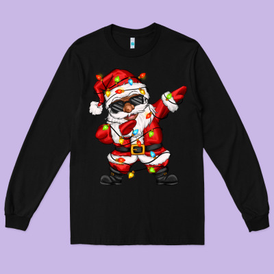 Afro Dabbing Santa Long Sleeve Tee Designed By Zillion Design Studio