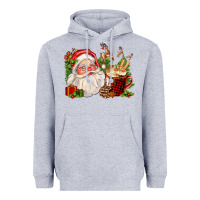 Heather Grey santa and hot cocoa cup Heavyweight Hoodie - FaDigitalArtStudio