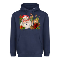 Navy santa and hot cocoa cup Heavyweight Hoodie - FaDigitalArtStudio