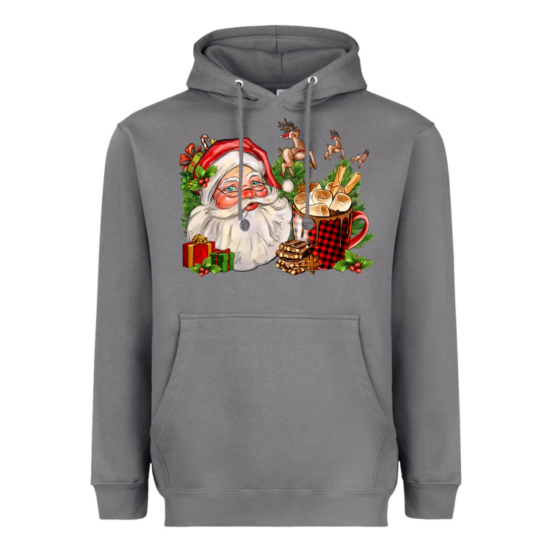 Santa And Hot Cocoa Cup Heavyweight Hoodie by FaDigitalArtStudio | Teevron