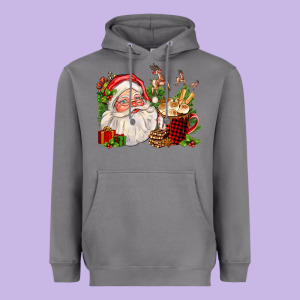 Santa And Hot Cocoa Cup Heavyweight Hoodie Designed By Fadigitalartstudio