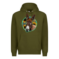Army Green aztec backsground donkey Premium Hoodie - Jasminsmagicworld